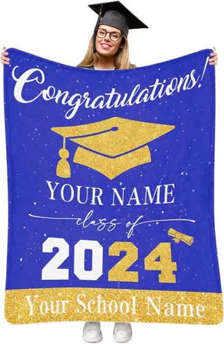 Vista 25 de Manta personalizada de graduación 2025, manta personalizada para regalo de graduación con nombre de la universidad, manta de felicitación
