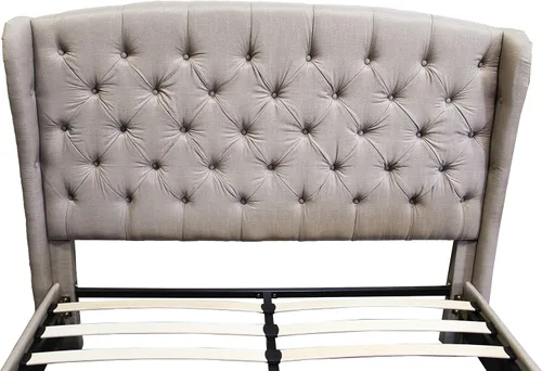 Vista 4 de Best Master Furniture Yvette - Cama tapizada con plataforma con respaldo de alas, tamaño Queen, color beige