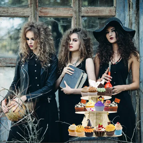 Vista 4 de Soporte mágico para cupcakes de 3 niveles, soporte de mago de cumpleaños y fiesta de Halloween, regalo para amantes de la magia