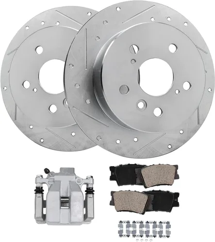 Vista 16 de Detroit Axle - Rotores de freno para Ford 2013-2019 Explorer Taurus Flex Lincoln MKT MKS, rotores de freno de disco ranurados perforados de repuesto