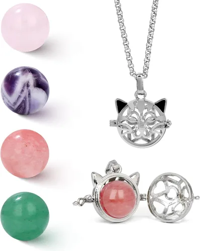 Vista 8 de Raicegs Heart Shaped Crystals and Healing Stones 7 Chakra Crystal Necklace 0.8 inch Heart Gemstones Natural Stones Necklaces for Women Spiritual