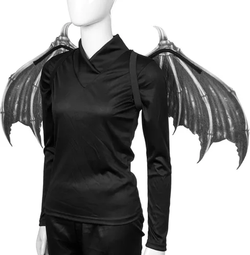 Vista 4 de Generic Alas de diablo de Halloween para cosplay, alas de hueso de diablo no tejidas, plegables para fiesta, cosplay, alas para niños y adultos