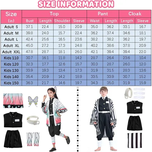 Vista 2 de Disfraz de cosplay de anime, kimono para niños y adultos, conjunto completo unisex, decoración de fiesta de Halloween y Navidad
