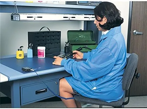 Vista 5 de DESCO 73613 Smock Statshield Labcoat con puños, 39-12 pulgadas de largo, grande, azul