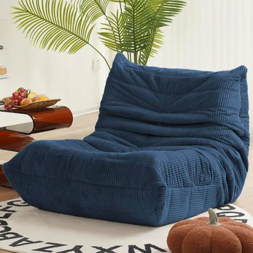 Vista 8 de N&V Silla junto a la chimenea, sofá de suelo sin brazos de mediados de siglo, silla de salón de suelo suave de corduroy premium, silla de sofá