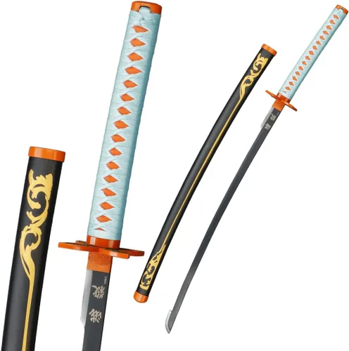 Vista 12 de Munetoshi 40.5 Steel Zenitsu Agastuma Nichirin Katana Demon Killer Samurai Sword Scabbard Cosplay Costumes