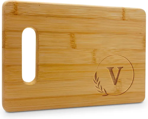 Vista 23 de On The Rox Tablas de cortar con monogramas, 9 x 12 pulgadas, tablero de bambú grabado personalizado de la A a la Z (A) – Tabla de cortar de madera
