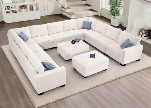 Vista 29 de Legend Vansen - Sofá modular de gran tamaño, sofá de pana en forma de U/L con otomana, asiento profundo y cojín extraíble, fácil montaje para sala