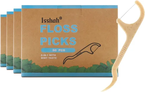 Vista 8 de Isshah - Palillos de hilo dental natural, 200 unidades, aprobados por PETA, sin BPA, veganos, sostenibles, respetuosos con el medio ambiente, hilo