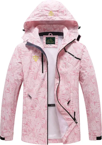 Vista 13 de GIISAM Chaqueta impermeable con capucha para mujer, chaqueta de lluvia ligera y plegable con cremallera completa, chaqueta cortavientos con capucha