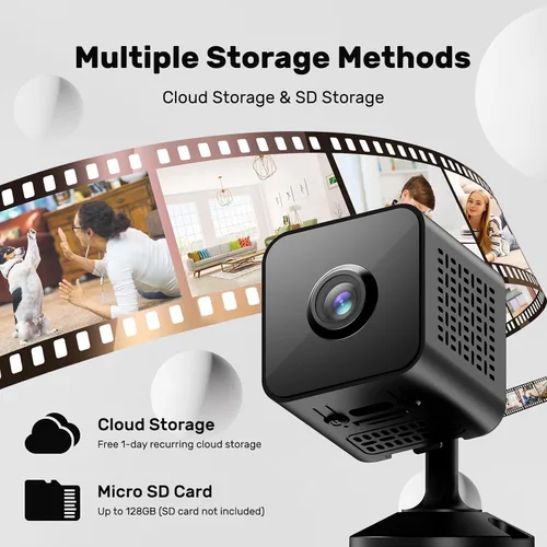 Vista 7 de Mini cámara de seguridad 4K, cámara inalámbrica WiFi, pequeña cámara portátil HD para niñera con detección de movimiento, almacenamiento en la nube