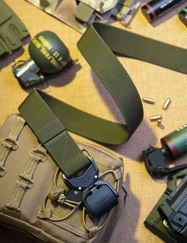 Vista 7 de Jukmo Cinturón táctico, cinturón de nailon para pistola militar de 1.5 pulgadas con hebilla de liberación rápida, resistente