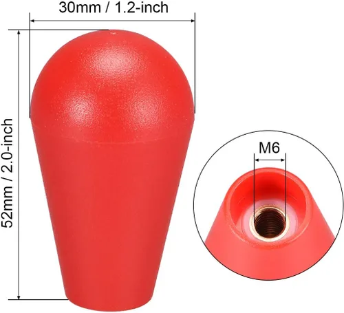 Vista 2 de uxcell Ellipse Oval Joystick Head Rocker Ball Top Handle Arcade Game DIY Piezas Reemplazo Blanco Rojo 2