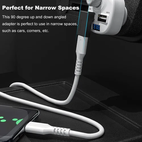 Vista 3 de AreMe Paquete de 2 adaptadores USB A a USB C en ángulo recto de 90 grados Conector USB 3.0 macho a tipo C hembra de ángulo arriba y abajo para PC