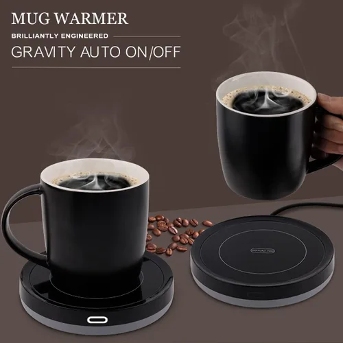 Vista 2 de BESTINNKITS Juego de calentador inteligente de taza de café, encendido/apagado automático, taza de inducción por gravedad, uso en escritorio