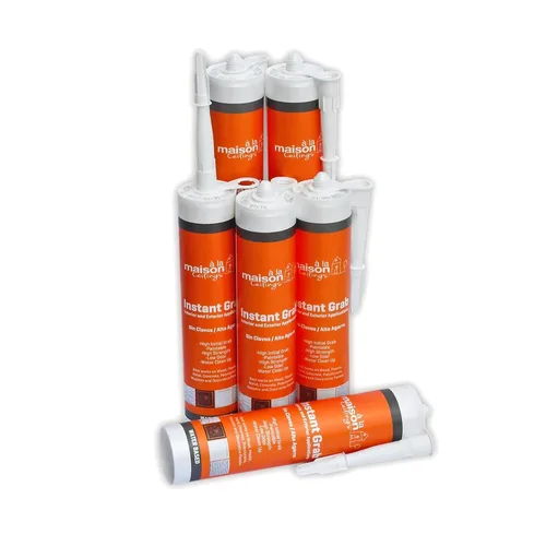 Vista 12 de À LA MAISON CEILINGS Adhesivo blanco Instant Grab – Panel de pared para azulejos de techo y adhesivo de moldura de corona, pegamento resistente al