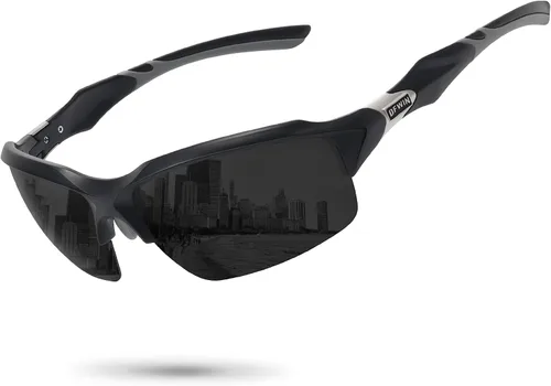 Vista 9 de Gafas de sol deportivas polarizadas para hombres y mujeres, envolventes alrededor de medio marco, ciclismo, pesca, ciclismo, correr, gafas de sol