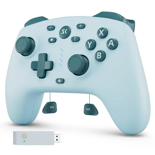 Vista 7 de Wireless Switch Controller for Switch/Switch 2/Lite/OLED/PC Controller with 2.4G Adapter, 2 Pack Switch Controller with Hall Joysticks & Hall
