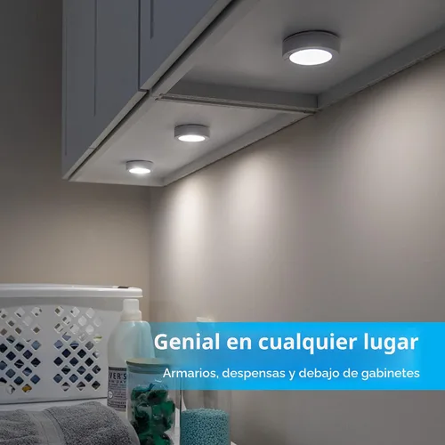 Vista 6 de GE Luces LED de disco activadas por tacto, 20 lúmenes, blanco, 25434