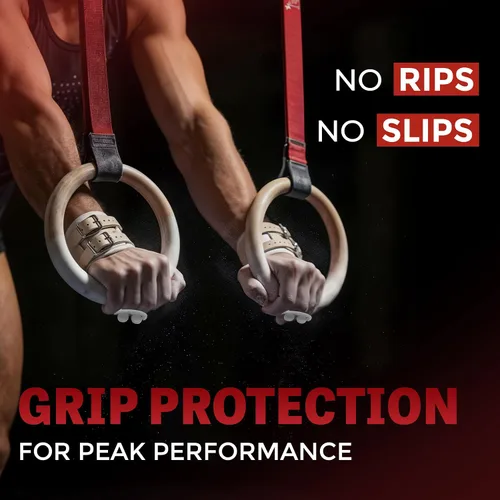 Vista 3 de Reisport Puños de gimnasia para hombre, de cuero duradero, para anillos de gimnasia para hombres y niños, equipo de gimnasia y accesorios