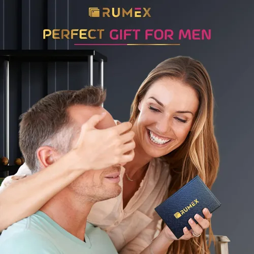 Vista 6 de RUMEX Cartera de metal y tarjetero para hombre, cartera delgada antirrobo con bloqueo RFID para hombres, diseño de metal elegante y minimalista