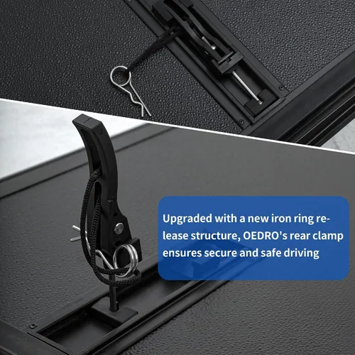 Vista 3 de OEDRO FRP Cubierta Rígida de Tonneau de Triple Pliegue Compatible con Dodge Ram 1500 2009-2024 (Carrocería Clásica y Nueva) Cama de 5.6 pies sin Ram