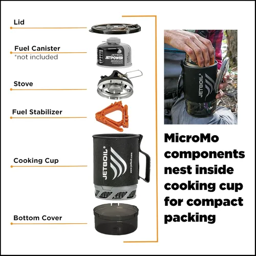 Vista 4 de Jetboil MicroMo - Sistema de cocina ligero de precisión para acampar y mochilero con control de calor ajustable
