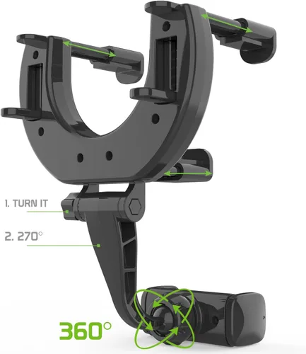 Vista 5 de Cellet Soporte universal para teléfono con espejo retrovisor para vehículo, compatible con iPhone 14 Pro Max Mini SE 13 12 11 XR XS Galaxy Z Flip Z