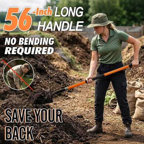 Vista 5 de Pala para excavar Pala de metal resistente con mango de fibra de vidrio, 56 pulgadas