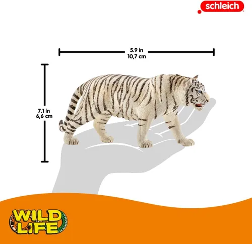 Vista 2 de Schleich Wild Life - Figura realista de tigre blanco – Juguete auténtico y altamente detallado, duradero para la educación y el juego divertido