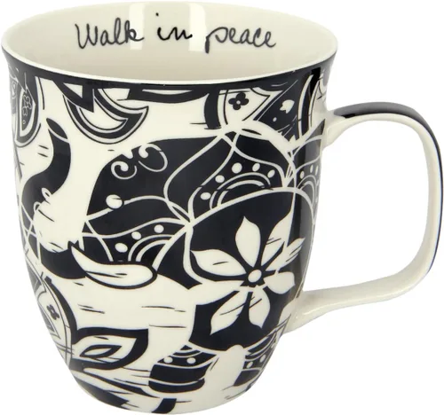 Vista 24 de Karma Gifts - Taza bohemia de 16 onzas, color blanco y negro, diseño de abeja, bonita taza de café y té, tazas de café de cerámica para mujeres