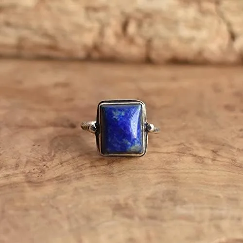 Vista 5 de Lapislázuli - Anillos de plata de ley 925 anillos de uso diario regalo para ella anillos de compromiso 1046