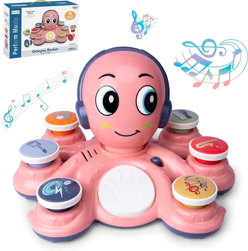 Vista 10 de Juguetes musicales para bebés, juguetes de aprendizaje para niños pequeños, juguetes musicales de pulpo, juguetes educativos musicales para niños