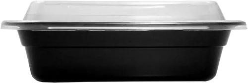 Vista 4 de PACTOGO Recipientes desechables de plástico negro rectangulares de 12 onzas con tapas, sin BPA (paquete de 50 juegos)