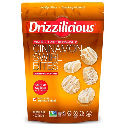 Vista 8 de Drizzilicious Mini Tostadas de Arroz - Tostadas de Arroz Crujientes, Snack Saludable para Adultos y Niños, Tostadas de Arroz Saborizadas, Veganas