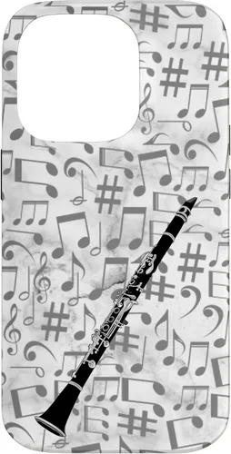 Vista 17 de Clarinet Phone Case - Music Notes - White Background Case for iPhone 17