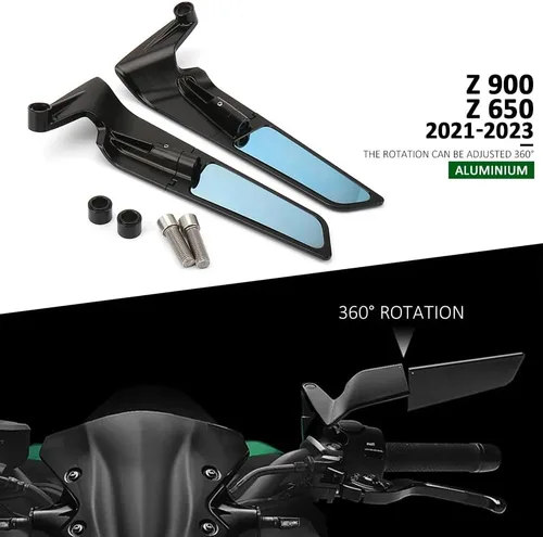 Vista 2 de Nueva motocicleta negro espejo retrovisor aluminio retrovisor espejos para Kawasaki Z900 Z 900 z900 Z650 Z 650 z650 2021 2022 2023