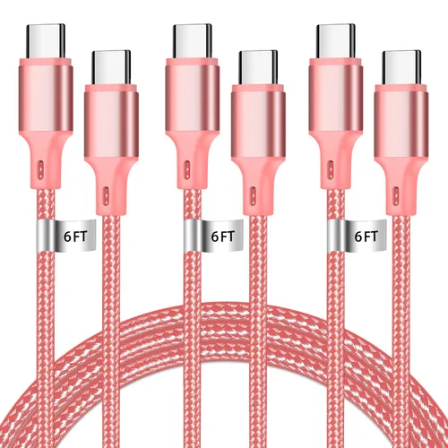 Vista 21 de Cable de carga USB A a USB C, paquete de 5 [3/3/6/6/10 pies] cable de carga rápida tipo C de alta velocidad de datos y transferencia compatible