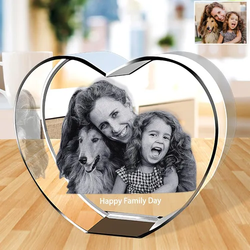 Vista 6 de Bivei Foto de cristal 3D con tus propias fotos para él, imagen grabada con láser 3D personalizada en cristal para parejas, decoración conmemorativa
