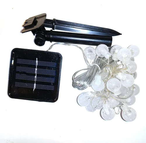 Vista 2 de Hometown Evolution, Inc. Tira de luces de burbujas de aire alimentadas por energía solar, 30 LED blanco cálido, 8 modos, impermeable al aire libre