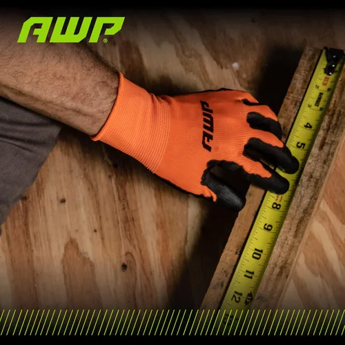Vista 7 de AWP Guantes de trabajo con revestimiento de poliuretano para hombres y mujeres, resistentes al agua, grandes, paquete de 3 pares
