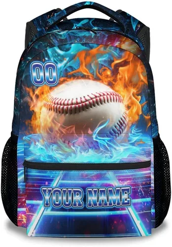 Vista 13 de Mochila personalizada para niños, mochila para niños y estudiantes, mochila deportiva de 17 pulgadas para viajes de primaria, Negro, Tamaño único
