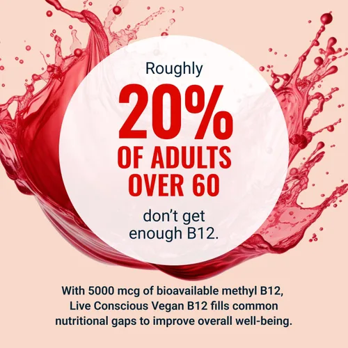 Vista 5 de Live Conscious Gotas líquidas sublinguales de vitamina B12 vegana Fórmula de metilcobalamina de B12 de máxima potencia 5000 mcg Vitamina B 12
