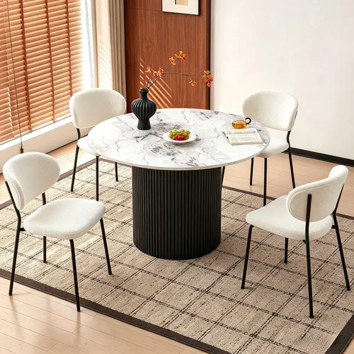 Vista 13 de Homedot Juego de 2 sillas de comedor tapizadas negras, modernas sillas de cocina de mediados de siglo tapizadas con cojín acolchado para comedor