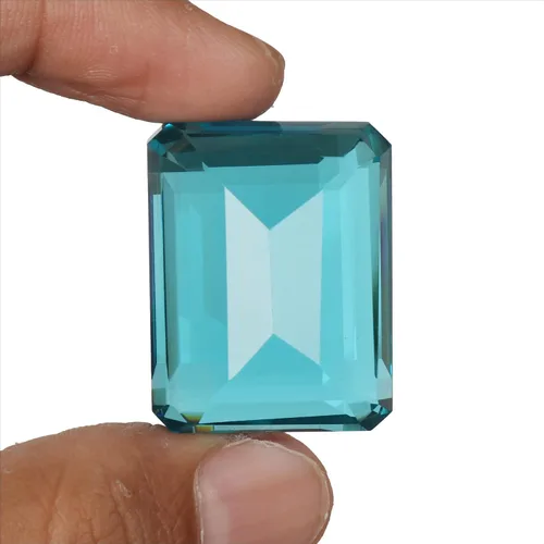 Vista 3 de GEMHUB Gran topacio azul suizo 90.00 CT esmeralda corte facetado suelto regalo de piedras preciosas para mujeres, Gema, topacio