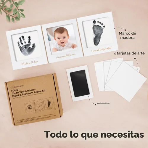 Vista 2 de KeaBabies Kit de huellas de manos y huellas para bebé sin tinta para recién Blanco/Dorado