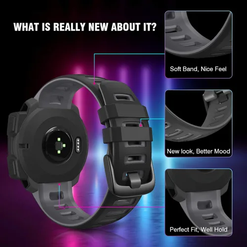 Vista 3 de ANCOOL Compatible con Garmin Instinct 2 Band, correa de silicona suave de repuesto para Garmin Instinct Tide/Esports/Solar/Smartwatches tácticos