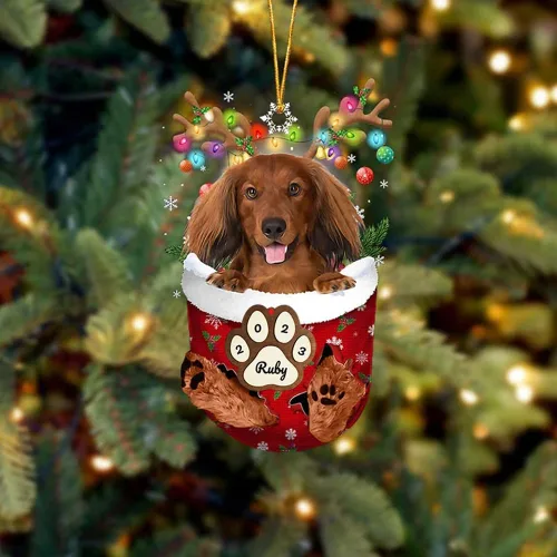 Vista 150 de Adornos personalizados de Pug cervatillo – Decoración personalizada para árbol de Navidad con patas de bolsillo de nieve