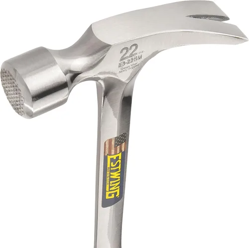 Vista 4 de ESTWING Martillo de encuadre, garra recta de mango largo de 22 onzas con cara fresada y agarre de reducción de golpes, E3-22SM y SWANSON Tool Co