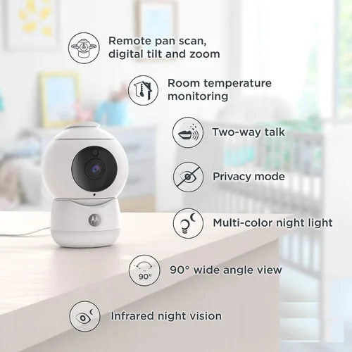 Vista 2 de Motorola Peekaboo Twin Cameras WiFi 1080p Video Baby Monitor - Luz nocturna multicolor, audio bidireccional, visión nocturna infrarroja